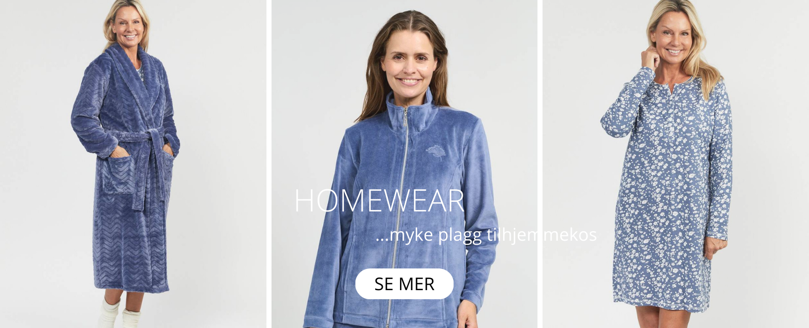 Kosedress til voksen dame. Myke morgenkper og natty i bomull. Pyjamas og nattkjole til hjemmekos.